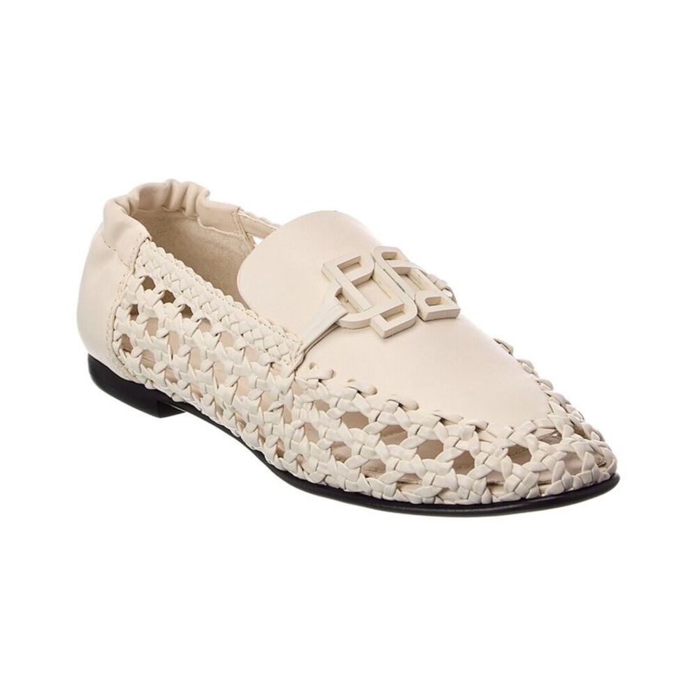 Simkhai Dion Woven Leather Loafer, Cream